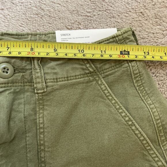 American Eagle Cargo Shorts Womens Size 2 Green Highest Rise 90s Boyfriend - Picture 6 of 9